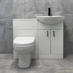 Mediterranean 1050mm Bathroom Vanity Suite With Sink And Toilet – Black Handles 12 Mediterranean 1050mm Bathroom Vanity Suite With Sink And Toilet – Black Handles -Comparethebathroom Shop 1050mm Set with Black Handles Front jpg webp