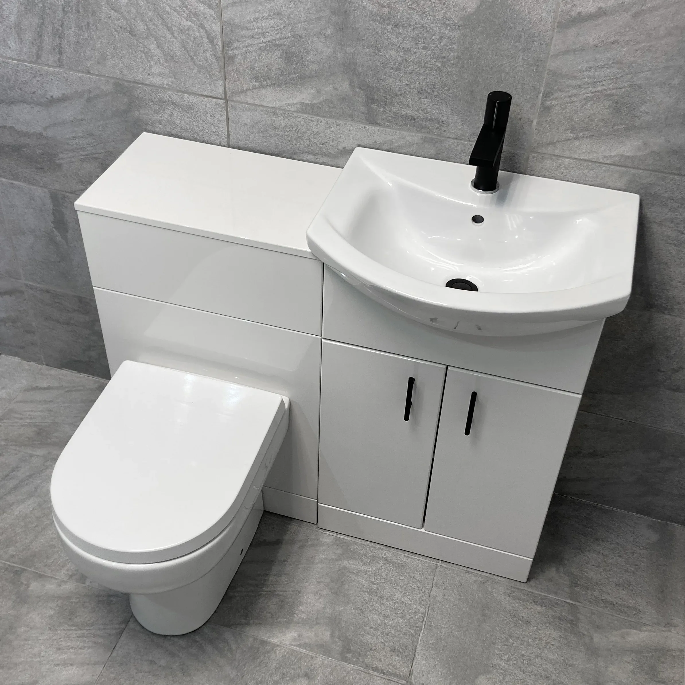 Mediterranean 1050mm Bathroom Vanity Suite With Sink And Toilet – Black Handles 4 Mediterranean 1050mm Bathroom Vanity Suite With Sink And Toilet – Black Handles - Image 2