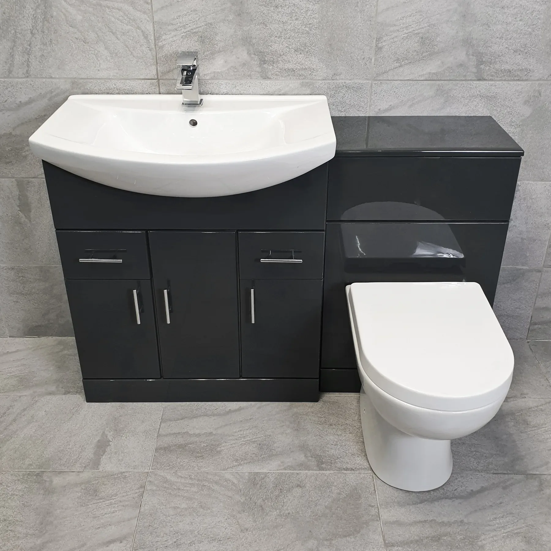 1250mm Anthracite Finish Bathroom Furniture Vanity Set Basin Sink + Toilet Units 4 1250mm Anthracite Finish Bathroom Furniture Vanity Set Basin Sink + Toilet Units - Image 2