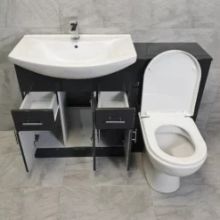 1250mm Anthracite Finish Bathroom Furniture Vanity Set Basin Sink + Toilet Units 11 1250mm Anthracite Finish Bathroom Furniture Vanity Set Basin Sink + Toilet Units -Comparethebathroom Shop 1250 St Moritz Lux Open jpg webp