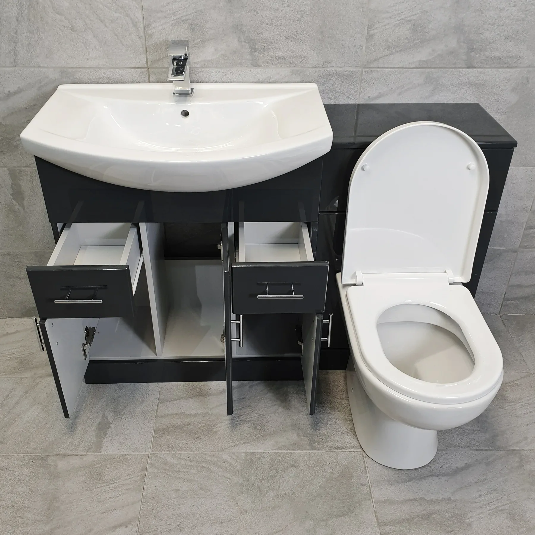 1250mm Anthracite Finish Bathroom Furniture Vanity Set Basin Sink + Toilet Units 5 1250mm Anthracite Finish Bathroom Furniture Vanity Set Basin Sink + Toilet Units - Image 3