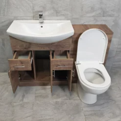 1250mm Walnut Finish Bathroom Furniture Vanity Set Basin Sink + Toilet Option -Comparethebathroom Shop 1250 St Moritz Lux Open NB jpg webp