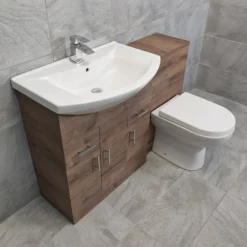 1250mm Walnut Finish Bathroom Furniture Vanity Set Basin Sink + Toilet Option -Comparethebathroom Shop 1250 St Moritz Lux Side NB jpg webp