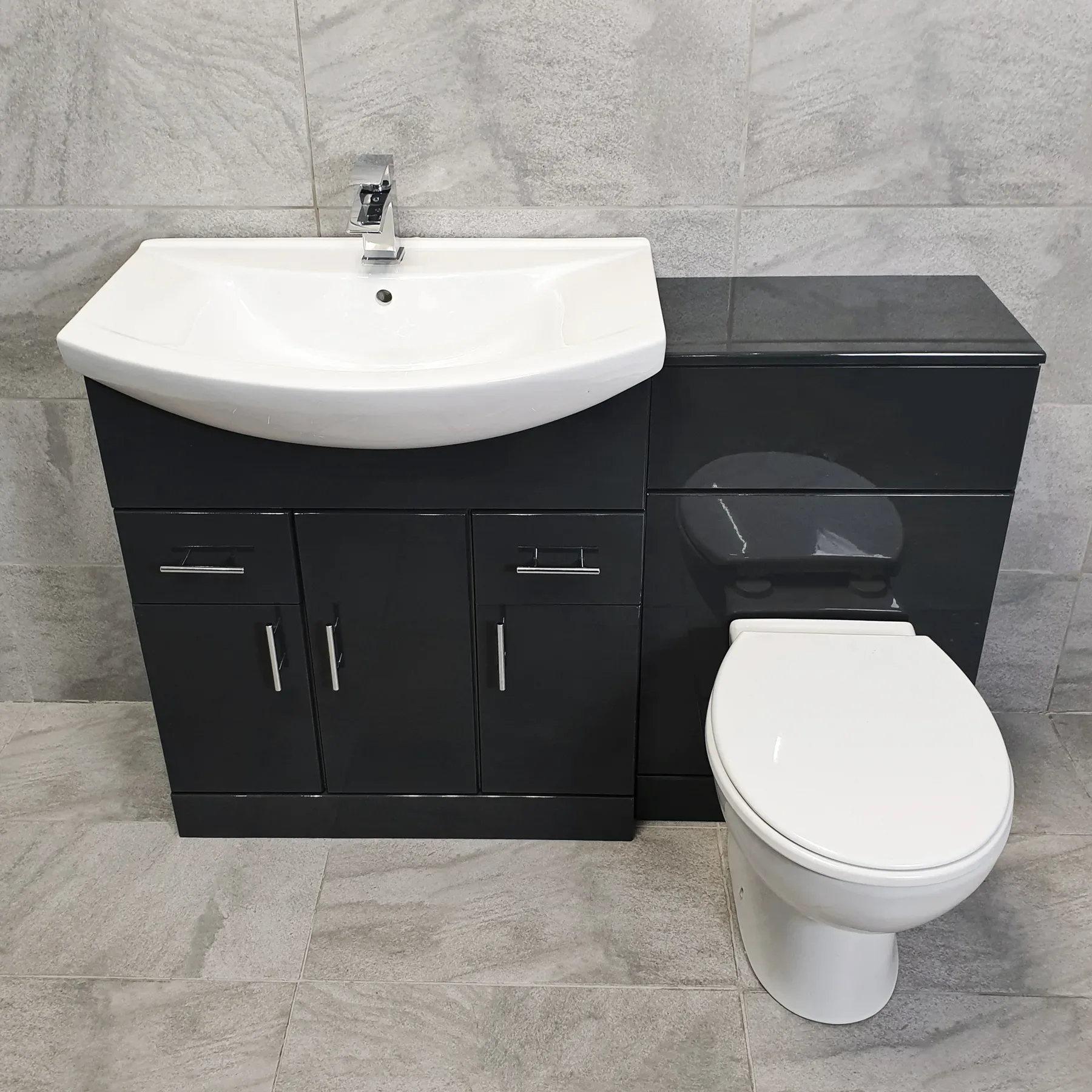 1250mm Anthracite Finish Bathroom Furniture Vanity Set Basin Sink + Toilet Units 3 1250mm Anthracite Finish Bathroom Furniture Vanity Set Basin Sink + Toilet Units