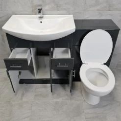 1250mm Anthracite Finish Bathroom Furniture Vanity Set Basin Sink + Toilet Units 14 1250mm Anthracite Finish Bathroom Furniture Vanity Set Basin Sink + Toilet Units -Comparethebathroom Shop 1250 St Moritz STD Open jpg webp