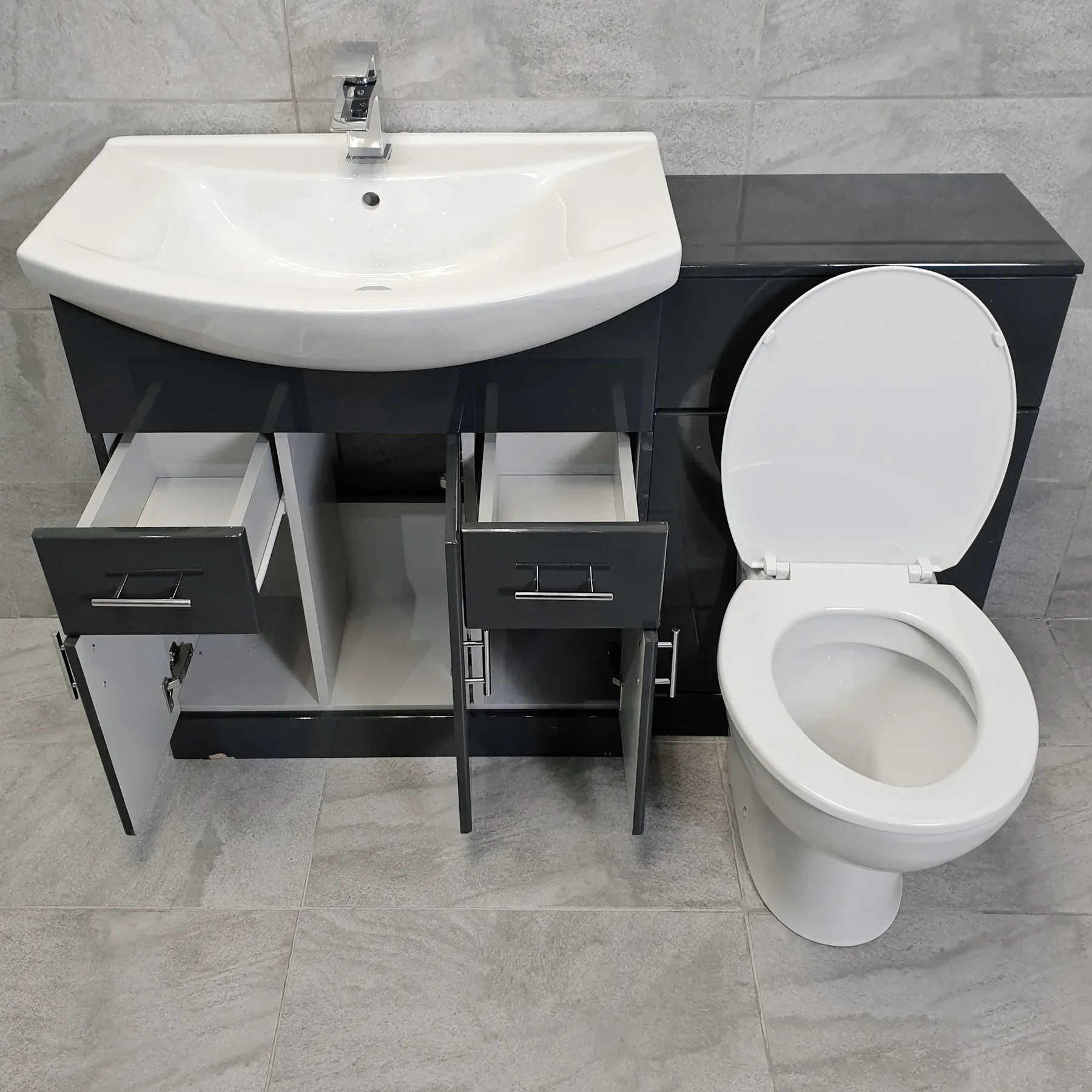 1250mm Anthracite Finish Bathroom Furniture Vanity Set Basin Sink + Toilet Units 8 1250mm Anthracite Finish Bathroom Furniture Vanity Set Basin Sink + Toilet Units - Image 6