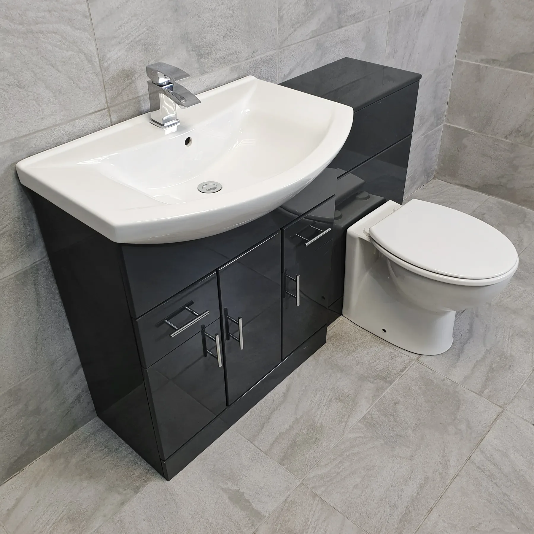 1250mm Anthracite Finish Bathroom Furniture Vanity Set Basin Sink + Toilet Units 9 1250mm Anthracite Finish Bathroom Furniture Vanity Set Basin Sink + Toilet Units - Image 7