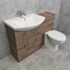1250mm Walnut Finish Bathroom Furniture Vanity Set Basin Sink + Toilet Option -Comparethebathroom Shop 1250 St Moritz Std Side NB jpg webp