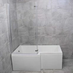 1500mm Showerbath L Shaped Compact Square Bath Inc Screen + Panel Options -Comparethebathroom Shop 1500 L Shaped Bath L Screen Side LH
