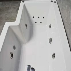 1500mm L Shaped Showerbath Bath + Whirlpool Spa + Lights Options -Comparethebathroom Shop 1500 L Shaped Showerbath 9 Jacuzi Top RH