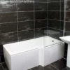 L Shaped Square Shower Bath With Screen And Panel – Right Hand Option -Comparethebathroom Shop 1700mm L Shape Showerbath Bath Screen RH 331178861481