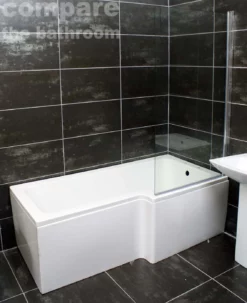 L Shaped Square Shower Bath With Screen And Panel – Right Hand Option