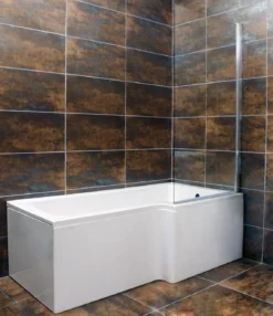 L Shaped Square Shower Bath With Screen And Panel – Right Hand Option -Comparethebathroom Shop 1700mm L Shape Showerbath Inc Panel Glass Screen Right Hand Bath jpg webp