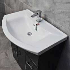 750mm Glossy Anthracite Sink Basin Vanity Unit Set Storage Unit + Toilet Set -Comparethebathroom Shop 17500 Anthracite Basin