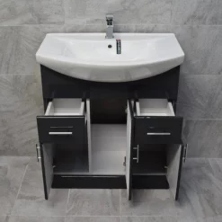 750mm Glossy Anthracite Sink Basin Vanity Unit Set Storage Unit + Toilet Set -Comparethebathroom Shop 17500 Anthracite Drawers jpg webp