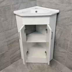 Corner Vanity Unit 2 Door Including Basin Sink Cloakroom Unit – Gloss White -Comparethebathroom Shop 2 door corner front doors jpg webp
