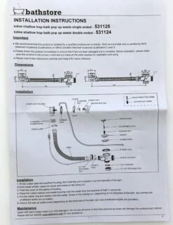 Inline Shallow Bath Trap Pop Up Waste & Overflow Ex-Bathstore 11 Inline Shallow Bath Trap Pop Up Waste & Overflow Ex-Bathstore -Comparethebathroom Shop 531125 Shallow Bath Trap Pop Up Waste for SE Baths 5 instructions scaled 1