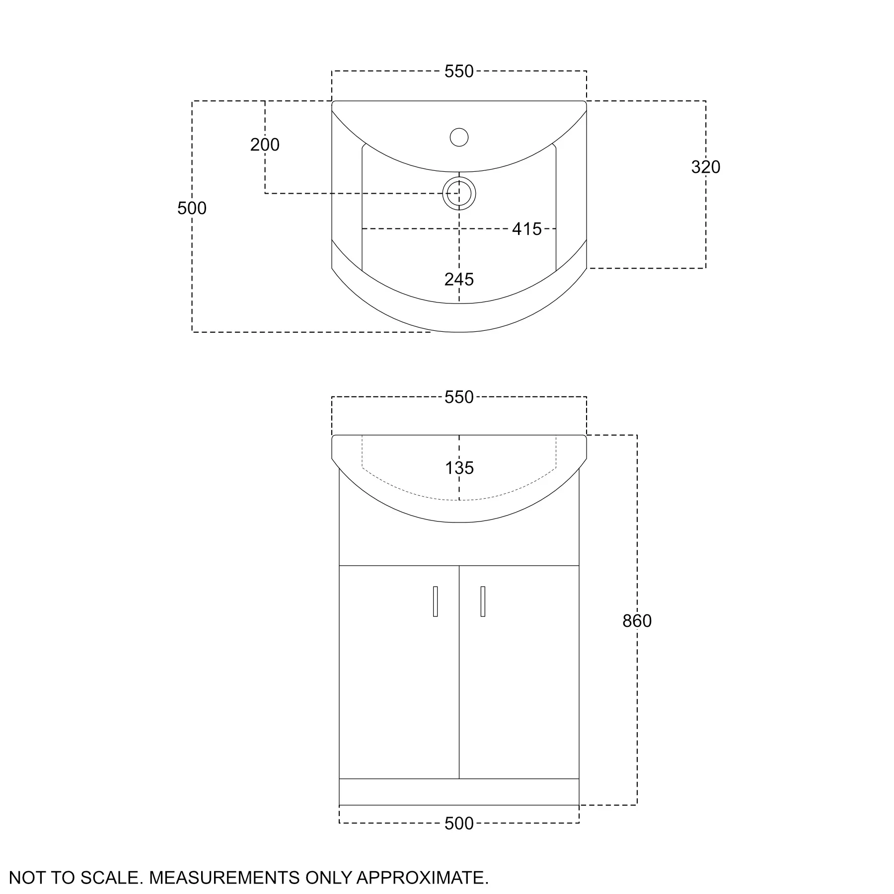 Anthracite Finish Vanity Ceramic Basin Sink Unit 550mm Bathroom Storage 13 Anthracite Finish Vanity Ceramic Basin Sink Unit 550mm Bathroom Storage - Image 11