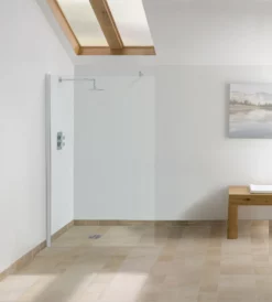 Lakes Walk In Glass Wetroom Panel With Bracing Bar Shower Enclosure 1200mm