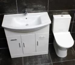 850mm Vanity Unit + Rimless Toilet Option Basin Sink Bathroom Suite Set + Tap