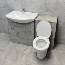 1250mm Ash Grey Finish Bathroom Furniture Vanity Set Basin Sink + Toilet Option 22 1250mm Ash Grey Finish Bathroom Furniture Vanity Set Basin Sink + Toilet Option -Comparethebathroom Shop 750 Ash Grey WC STD Pan Open jpg webp