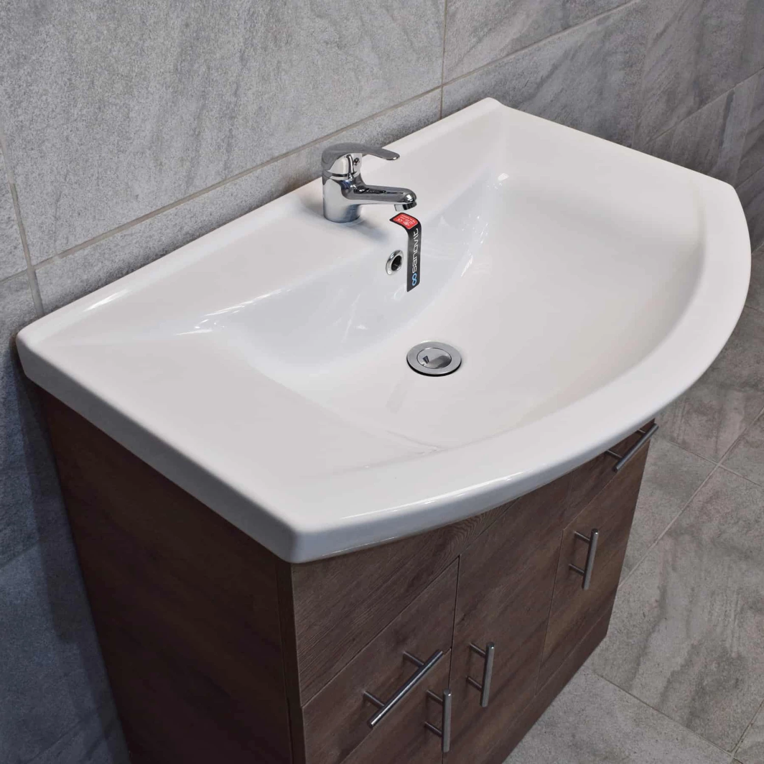 750mm Designer Walnut Oak Vanity Basin Sink Storage Unit Bathroom 10 750mm Designer Walnut Oak Vanity Basin Sink Storage Unit Bathroom - Image 8