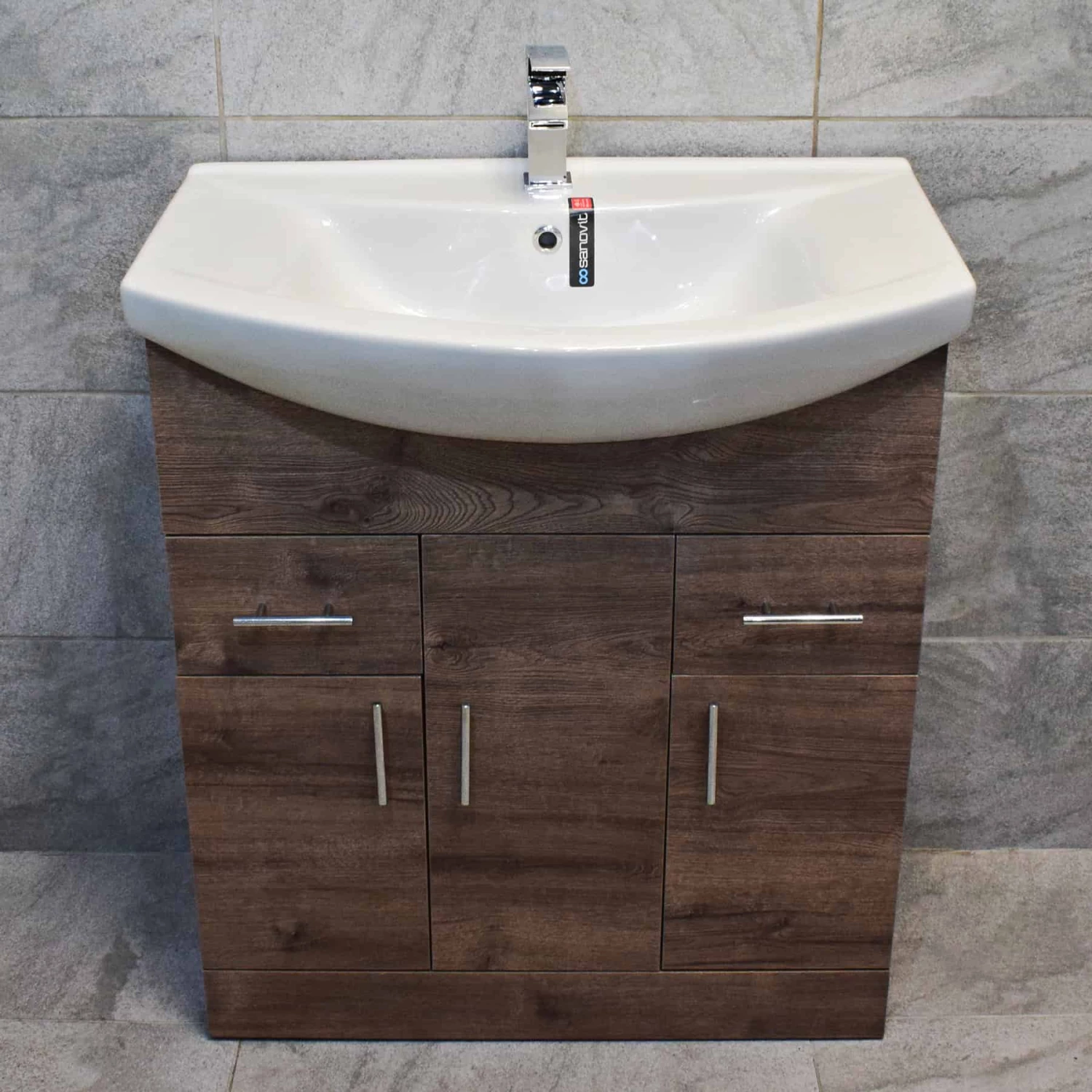 750mm Designer Walnut Oak Vanity Basin Sink Storage Unit Bathroom 3 750mm Designer Walnut Oak Vanity Basin Sink Storage Unit Bathroom