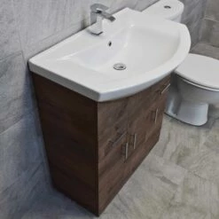 750mm Walnut Oak Sink Basin Vanity Unit Set Storage Unit + Toilet Set -Comparethebathroom Shop 750 St Moritz Vanity Griselle Set Basin