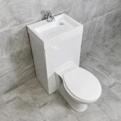 500mm All In One 2 In 1 Unit Combination Basin Sink & Round Toilet Space Saving -Comparethebathroom Shop All In One Compare STD Above
