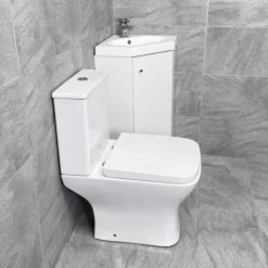 Alpine Duo 420mm Corner Cloakroom Vanity Unit With Sindee Rimless Toilet Suite -Comparethebathroom Shop Alpine Duo 420mm Corner Vanity with Sandy Toilet KIT961 Toilet jpg webp