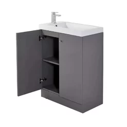 Ex-Bathstore Alpine Duo 660mm Grey Gloss Vanity Unit With Resin Basin Sink -Comparethebathroom Shop Alpine duo 660 vanity unit grey jpg webp