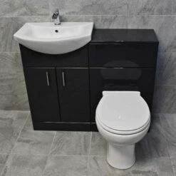 Comparethebathroom Shop 9 1050mm Anthracite Finish Bathroom Furniture Vanity Set Basin Sink + Toilet Unit