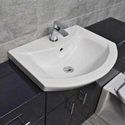 1350mm Anthracite Drawerline Vanity Set Bathroom Storage Toilet + Basin -Comparethebathroom Shop Anthracite 1400 Vanity Toilet Set Compare Basin Config1