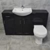 1350mm Anthracite Drawerline Vanity Set Bathroom Storage Toilet + Basin 1 1350mm Anthracite Drawerline Vanity Set Bathroom Storage Toilet + Basin -Comparethebathroom Shop Anthracite 1400 Vanity Toilet Set Compare Front Config1