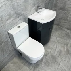 D Shape Anthracite Vanity Unit & Charlotte Close Coupled Toilet Bathroom Set -Comparethebathroom Shop Anthracite 600 Unit with Toilet Compare 2 jpg webp
