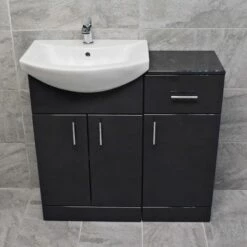 1350mm Anthracite Drawerline Vanity Set Bathroom Storage Toilet + Basin -Comparethebathroom Shop Anthracite 900 Compare Set Front