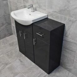 900mm Anthracite Finish Bathroom Furniture Vanity Set Basin Sink 10 900mm Anthracite Finish Bathroom Furniture Vanity Set Basin Sink -Comparethebathroom Shop Anthracite 900 Compare Set Side 1