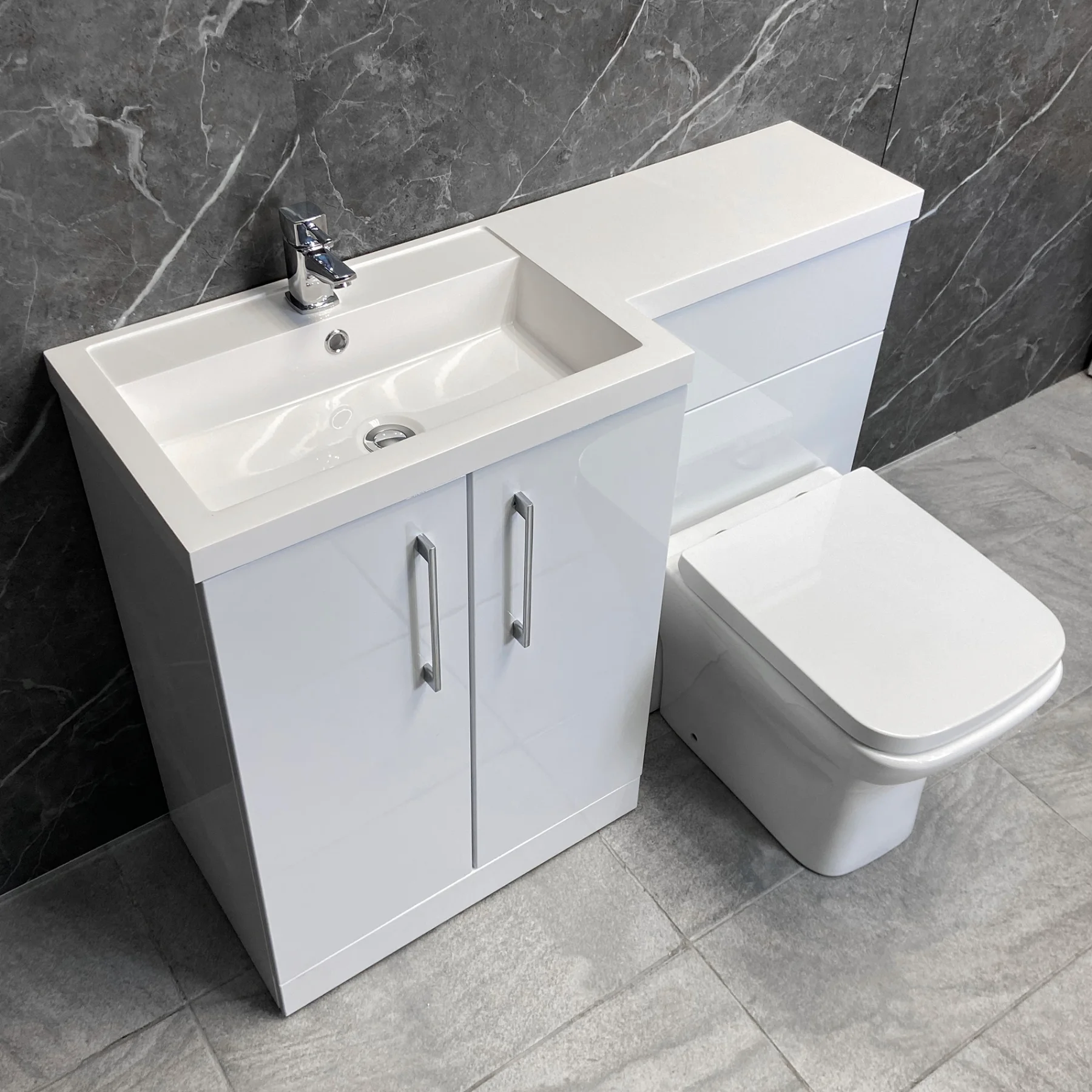 Arno 1100mm Vanity Bathroom Suite Sink + Toilet Unit L Shape – Left Hand 3 Arno 1100mm Vanity Bathroom Suite Sink + Toilet Unit L Shape – Left Hand