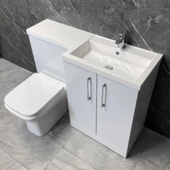 Arno 1100mm Vanity Bathroom Suite Sink + Toilet Unit L Shape – Right Hand