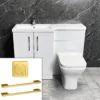Arno 1100mm L Shape Vanity Sink + Toilet Suite With Brass Handles – Left Hand 1 Arno 1100mm L Shape Vanity Sink + Toilet Suite With Brass Handles – Left Hand -Comparethebathroom Shop Arno L Shape Vanity Set Square Pan Front KIT1003 B LH BB jpg webp