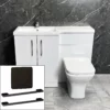 Arno 1100mm L Shape Vanity Sink + Toilet Suite With Black Handles – Left Hand 2 Arno 1100mm L Shape Vanity Sink + Toilet Suite With Black Handles – Left Hand -Comparethebathroom Shop Arno L Shape Vanity Set Square Pan Front KIT1003 B LH BLACK jpg webp