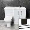 Arno 1100mm L Shape Vanity Sink + Toilet Suite With Black Handles – Right Hand 1 Arno 1100mm L Shape Vanity Sink + Toilet Suite With Black Handles – Right Hand -Comparethebathroom Shop Arno L Shape Vanity Set Square Pan Front KIT1003 B RH BLACK jpg webp