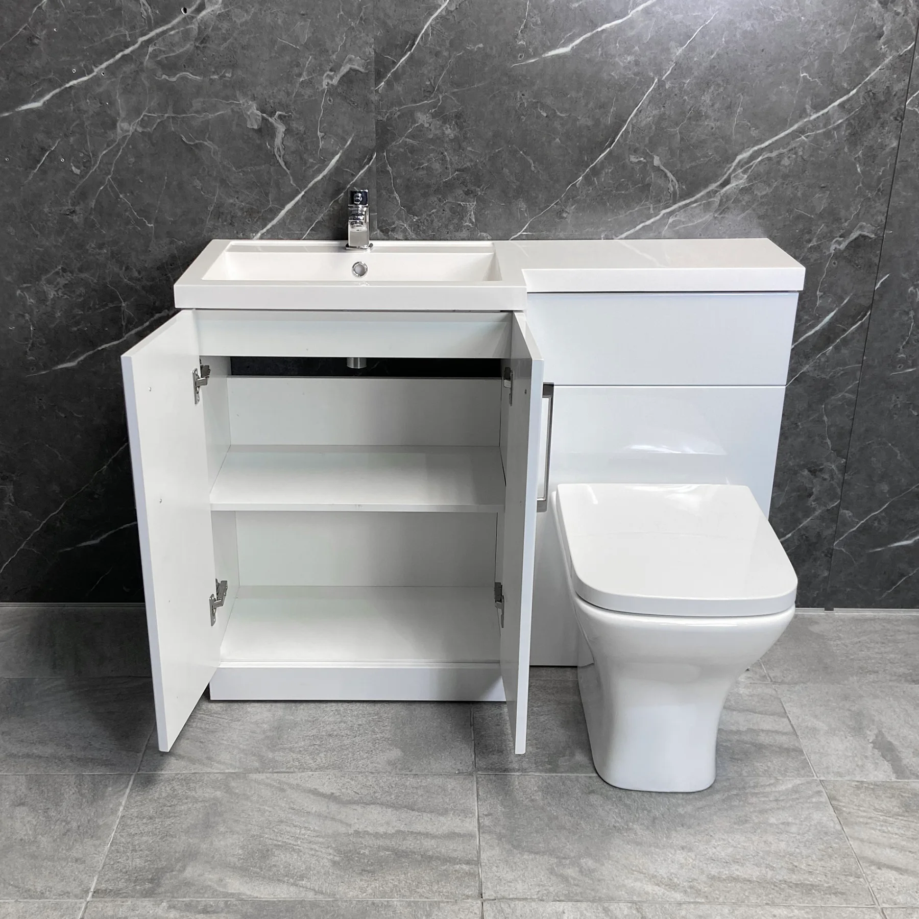 Arno 1100mm Vanity Bathroom Suite Sink + Toilet Unit L Shape – Left Hand 5 Arno 1100mm Vanity Bathroom Suite Sink + Toilet Unit L Shape – Left Hand - Image 3