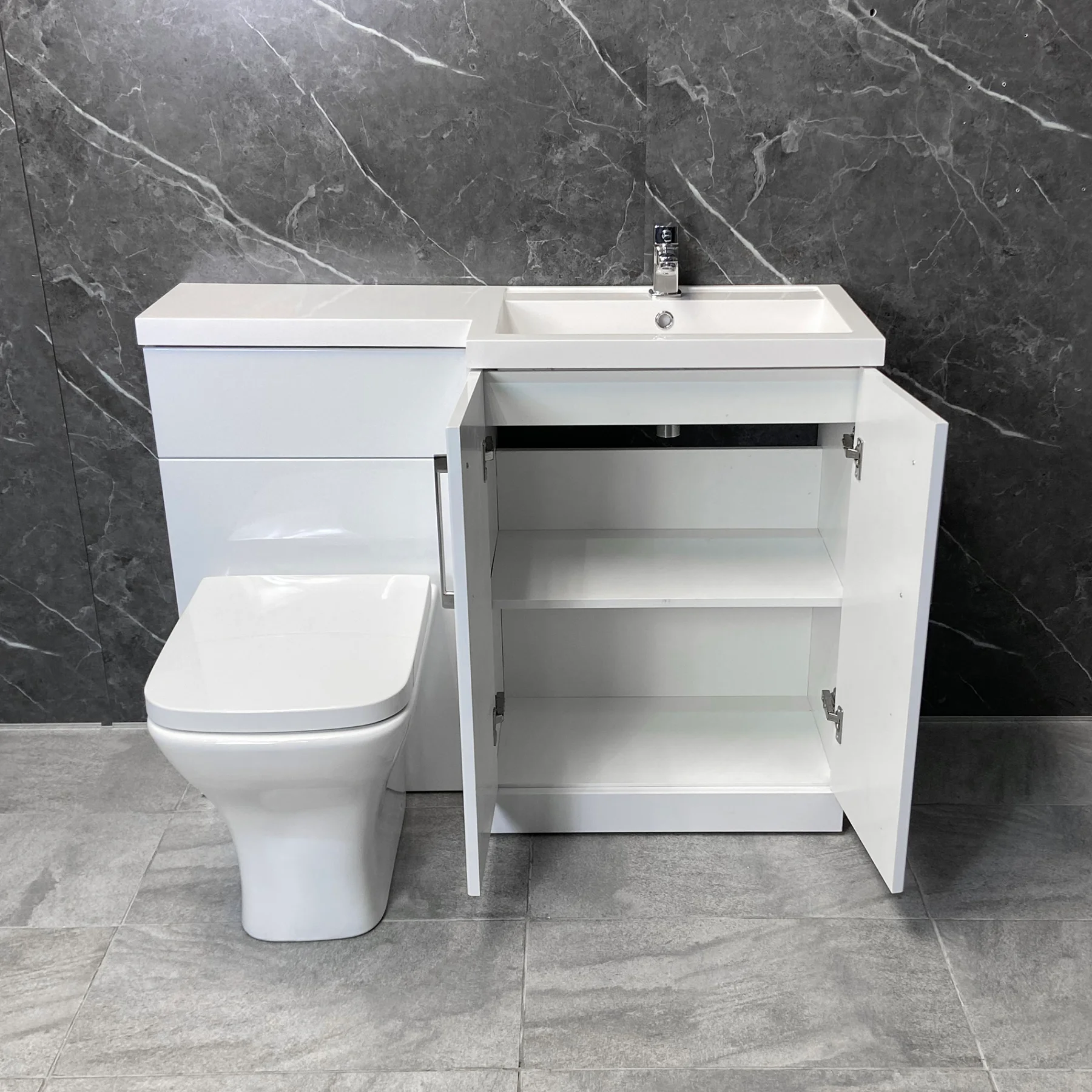 Arno 1100mm L Shape Vanity Sink + Toilet Suite With Brass Handles – Right Hand 6 Arno 1100mm L Shape Vanity Sink + Toilet Suite With Brass Handles – Right Hand - Image 4