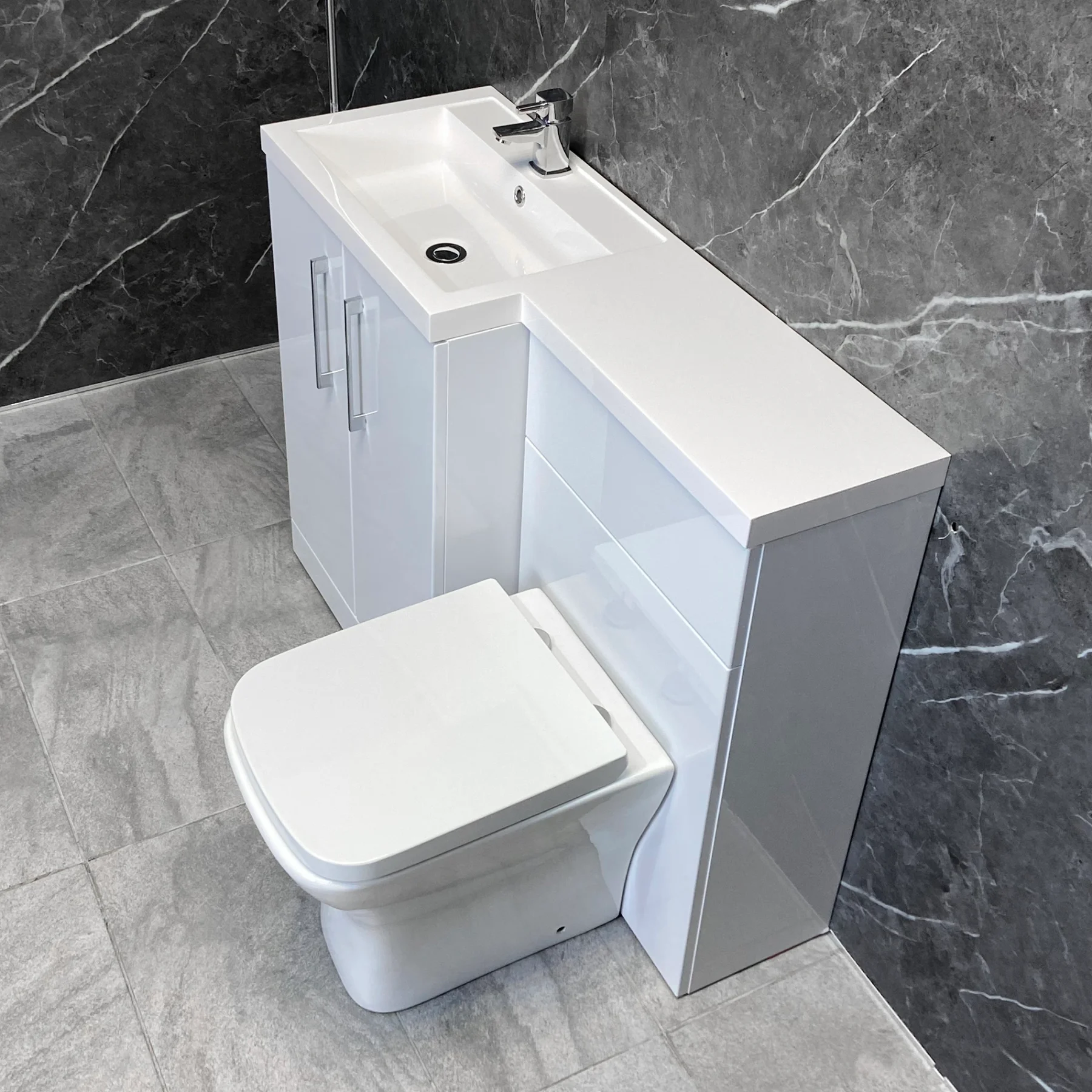Arno 1100mm Vanity Bathroom Suite Sink + Toilet Unit L Shape – Left Hand 10 Arno 1100mm Vanity Bathroom Suite Sink + Toilet Unit L Shape – Left Hand - Image 8