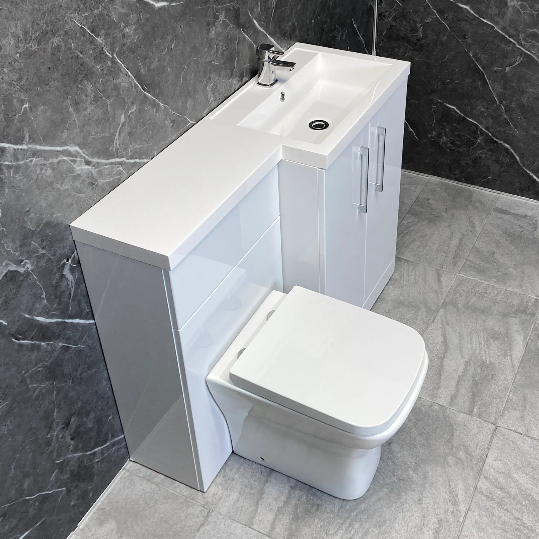 Arno 1100mm L Shape Vanity Sink + Toilet Suite With Brass Handles – Right Hand 8 Arno 1100mm L Shape Vanity Sink + Toilet Suite With Brass Handles – Right Hand - Image 6