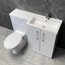 Arno 1100mm Vanity Bathroom Suite Sink + Toilet Unit L Shape – Right Hand 14 Arno 1100mm Vanity Bathroom Suite Sink + Toilet Unit L Shape – Right Hand -Comparethebathroom Shop Arno L Shape Vanity Set Std Pan Above KIT1003 A RH 1
