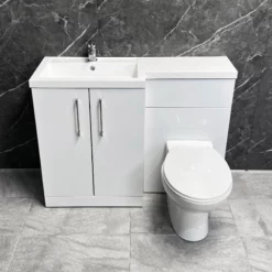 Arno 1100mm Vanity Bathroom Suite Sink + Toilet Unit L Shape – Right Hand 18 Arno 1100mm Vanity Bathroom Suite Sink + Toilet Unit L Shape – Right Hand -Comparethebathroom Shop Arno L Shape Vanity Set Std Pan Front KIT1003 A LH 2