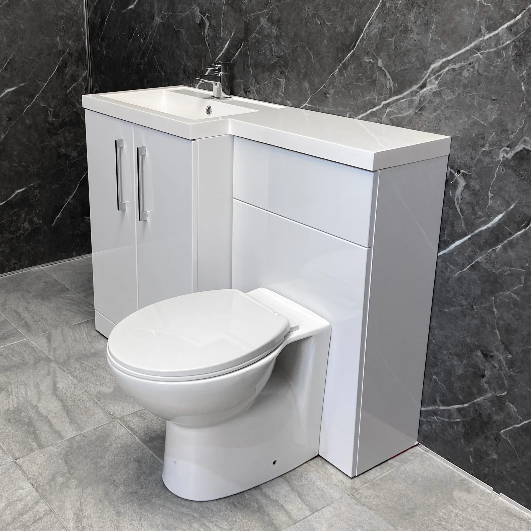 Arno 1100mm L Shape Vanity Sink + Toilet Suite With Brass Handles – Left Hand 8 Arno 1100mm L Shape Vanity Sink + Toilet Suite With Brass Handles – Left Hand - Image 6