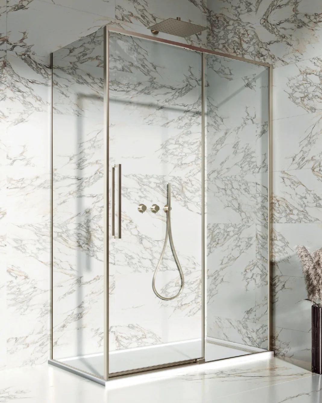 Dawn Asteria Brushed Brass Right Hand Sliding Shower Door 3 Dawn Asteria Brushed Brass Right Hand Sliding Shower Door